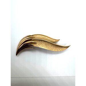 Vintage Crown Trifari Brooch Gold Tone Wing Feather Pin Signed Circa 1955-1960's